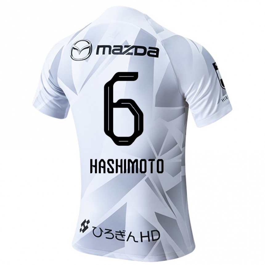 Kinder Fußball Hinata Hashimoto #6 Weiß Grau Schwarz Auswärtstrikot Trikot 2024/25 T-Shirt Luxemburg