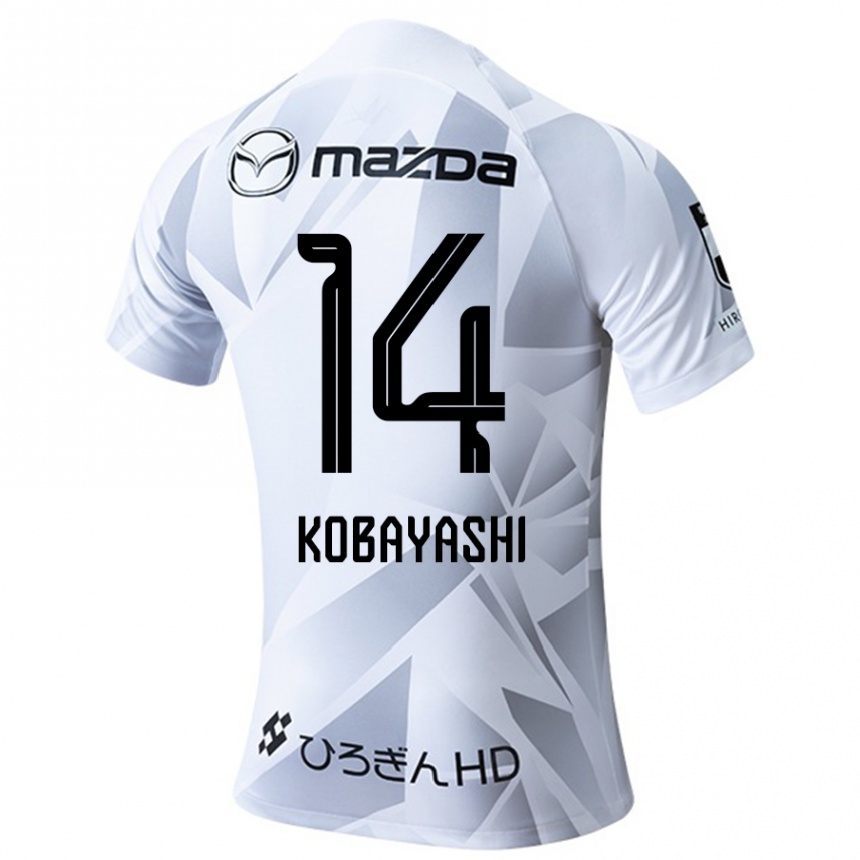 Kinder Fußball Shimon Kobayashi #14 Weiß Grau Schwarz Auswärtstrikot Trikot 2024/25 T-Shirt Luxemburg