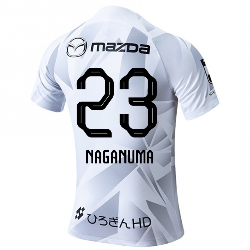 Kinder Fußball Seimei Naganuma #23 Weiß Grau Schwarz Auswärtstrikot Trikot 2024/25 T-Shirt Luxemburg