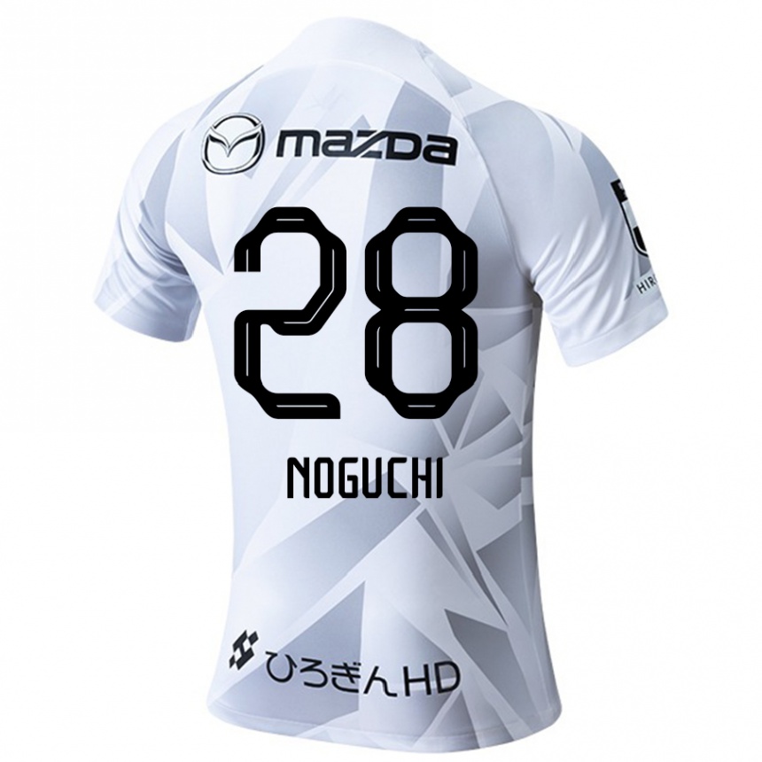 Kinder Fußball Rento Noguchi #28 Weiß Grau Schwarz Auswärtstrikot Trikot 2024/25 T-Shirt Luxemburg