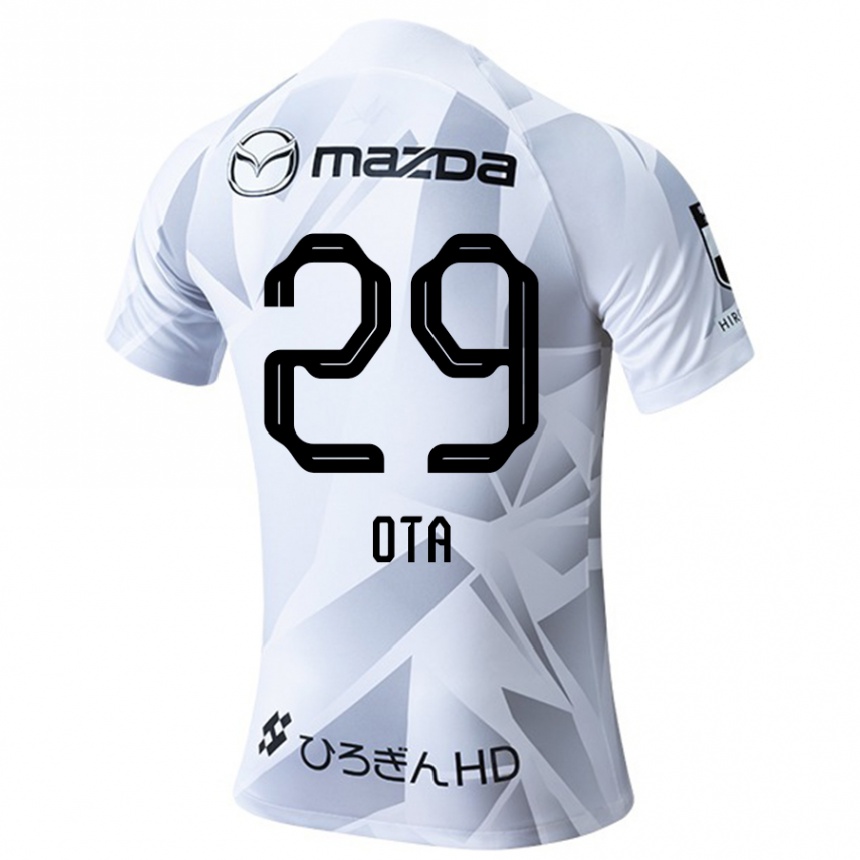 Kinder Fußball Hiroto Ota #29 Weiß Grau Schwarz Auswärtstrikot Trikot 2024/25 T-Shirt Luxemburg