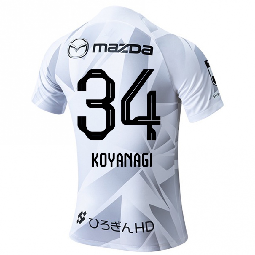 Kinder Fußball Shu Koyanagi #34 Weiß Grau Schwarz Auswärtstrikot Trikot 2024/25 T-Shirt Luxemburg