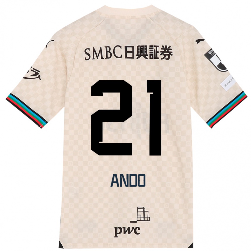 Kinder Fußball Shunsuke Ando #21 Weiß Grau Auswärtstrikot Trikot 2024/25 T-Shirt Luxemburg