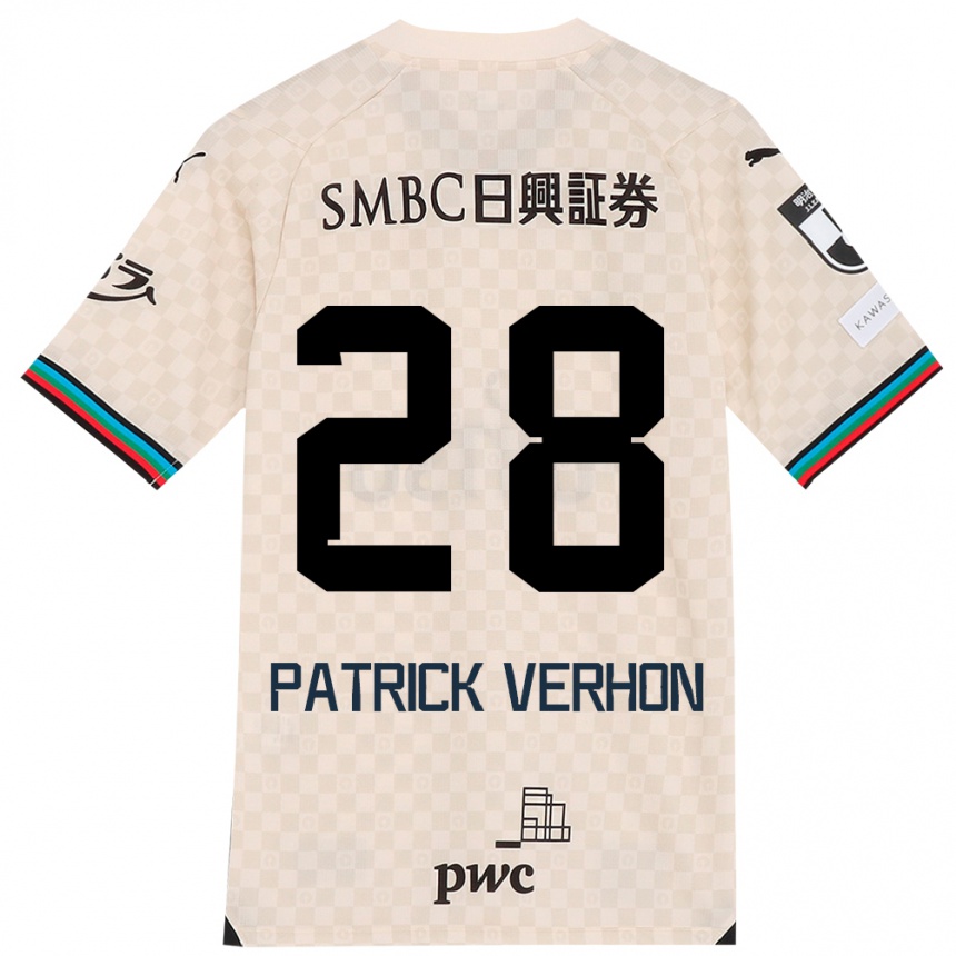 Kinder Fußball Patrick Verhon #28 Weiß Grau Auswärtstrikot Trikot 2024/25 T-Shirt Luxemburg