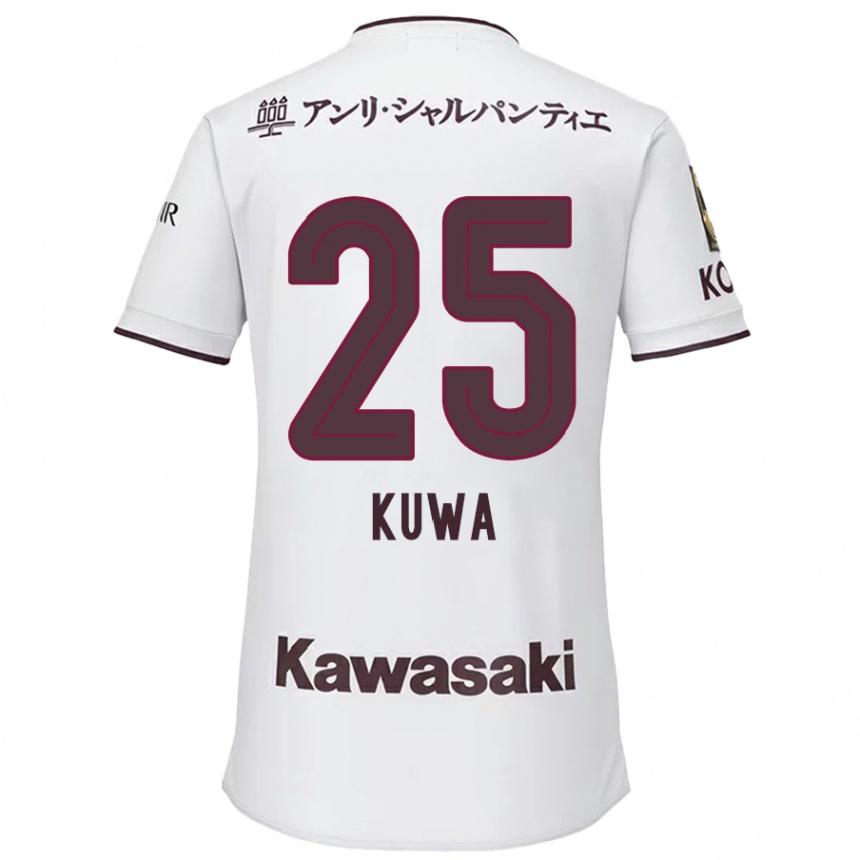 Kinder Fußball Yuya Kuwasaki #25 Weiß Rot Auswärtstrikot Trikot 2024/25 T-Shirt Luxemburg