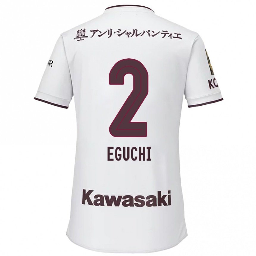 Kinder Fußball Takuma Eguchi #2 Weiß Rot Auswärtstrikot Trikot 2024/25 T-Shirt Luxemburg