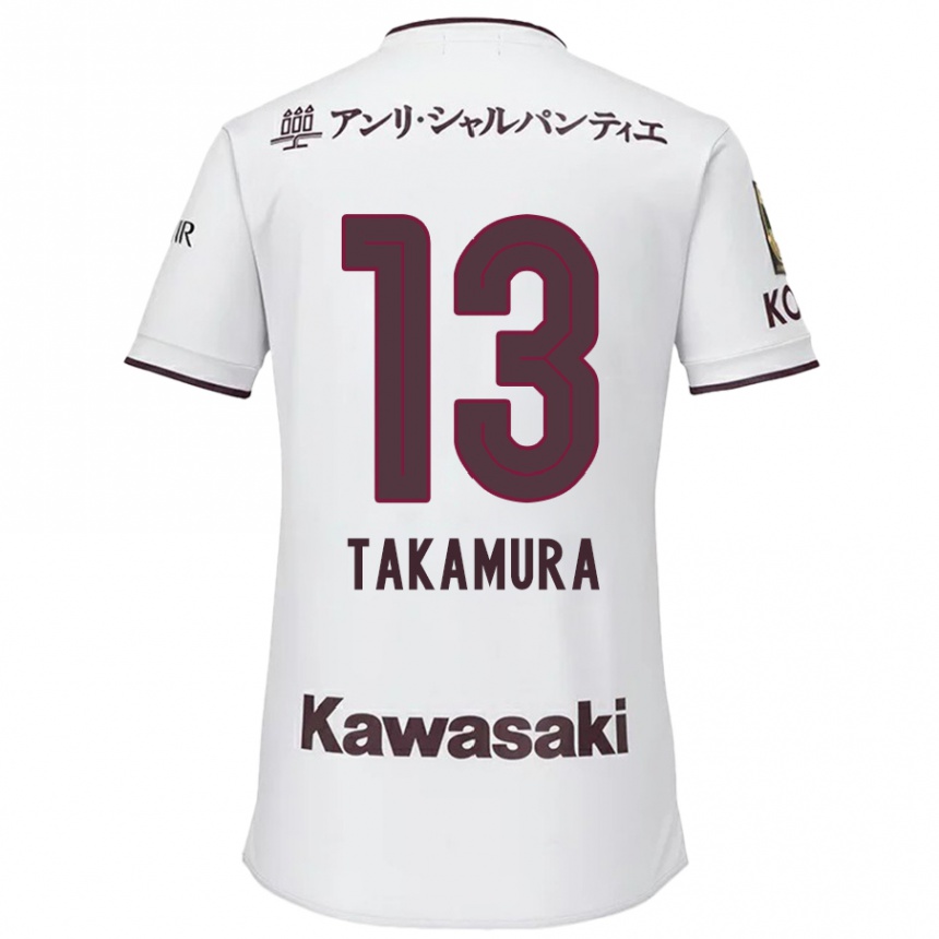 Kinder Fußball Tokiya Takamura #13 Weiß Rot Auswärtstrikot Trikot 2024/25 T-Shirt Luxemburg