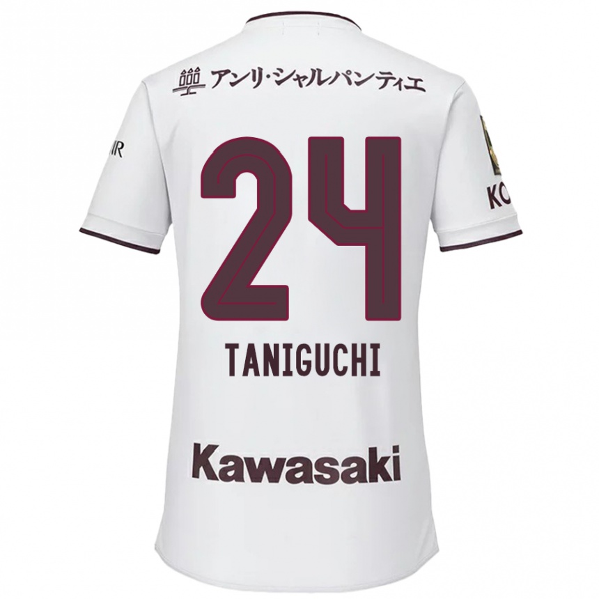 Kinder Fußball Hiroto Taniguchi #24 Weiß Rot Auswärtstrikot Trikot 2024/25 T-Shirt Luxemburg