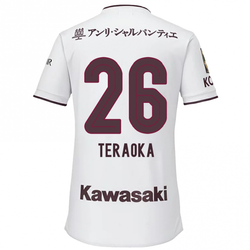 Kinder Fußball Yuma Teraoka #26 Weiß Rot Auswärtstrikot Trikot 2024/25 T-Shirt Luxemburg