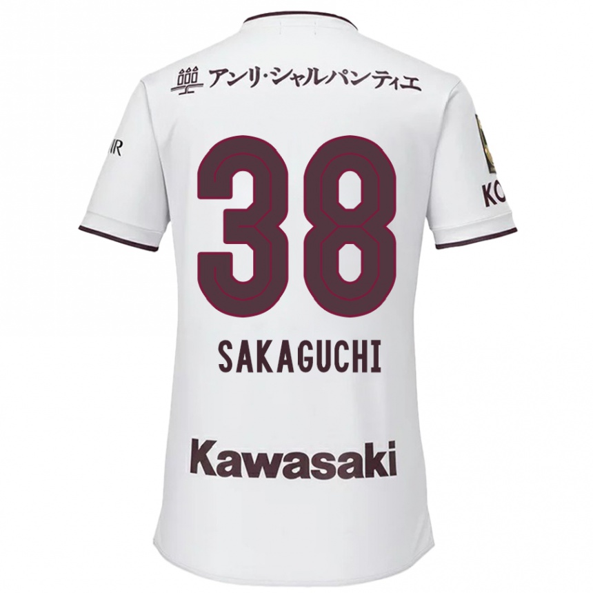 Kinder Fußball Yuki Sakaguchi #38 Weiß Rot Auswärtstrikot Trikot 2024/25 T-Shirt Luxemburg