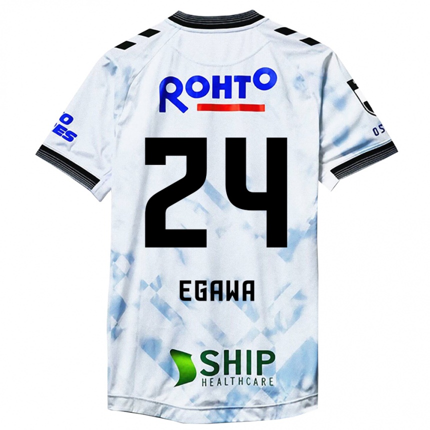 Kinder Fußball Yusei Egawa #24 Weiß Schwarz Auswärtstrikot Trikot 2024/25 T-Shirt Luxemburg