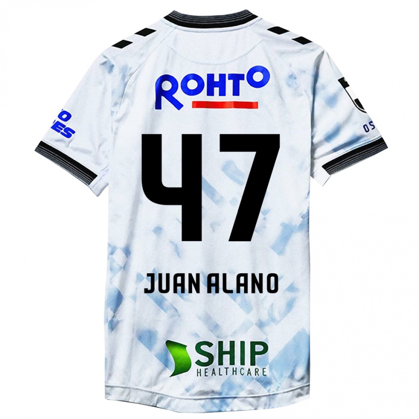 Kinder Fußball Juan Alano #47 Weiß Schwarz Auswärtstrikot Trikot 2024/25 T-Shirt Luxemburg