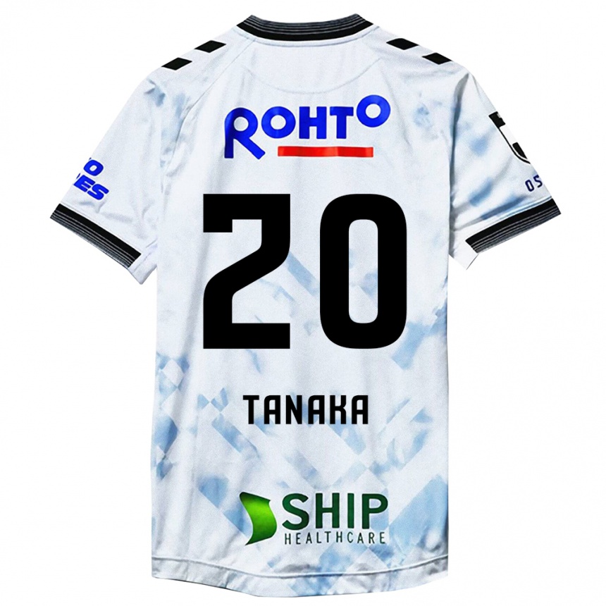 Kinder Fußball Hyoga Tanaka #20 Weiß Schwarz Auswärtstrikot Trikot 2024/25 T-Shirt Luxemburg