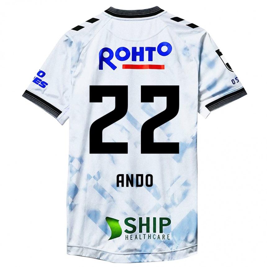 Kinder Fußball Rikuto Ando #22 Weiß Schwarz Auswärtstrikot Trikot 2024/25 T-Shirt Luxemburg