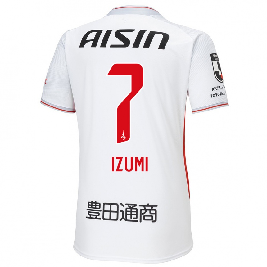 Kinder Fußball Ryuji Izumi #7 Weiß Gelb Rot Auswärtstrikot Trikot 2024/25 T-Shirt Luxemburg