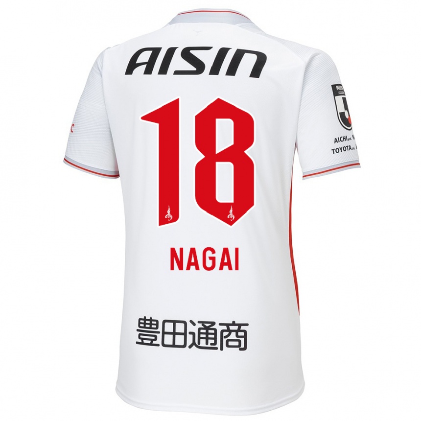 Kinder Fußball Kensuke Nagai #18 Weiß Gelb Rot Auswärtstrikot Trikot 2024/25 T-Shirt Luxemburg