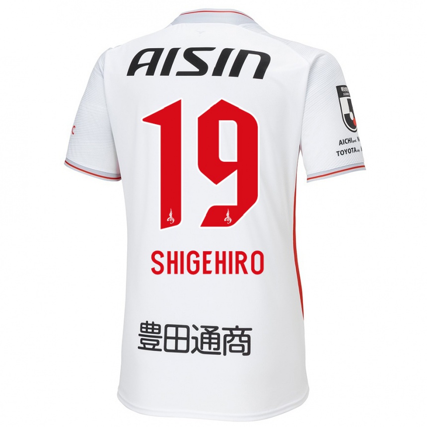 Kinder Fußball Takuya Shigehiro #19 Weiß Gelb Rot Auswärtstrikot Trikot 2024/25 T-Shirt Luxemburg