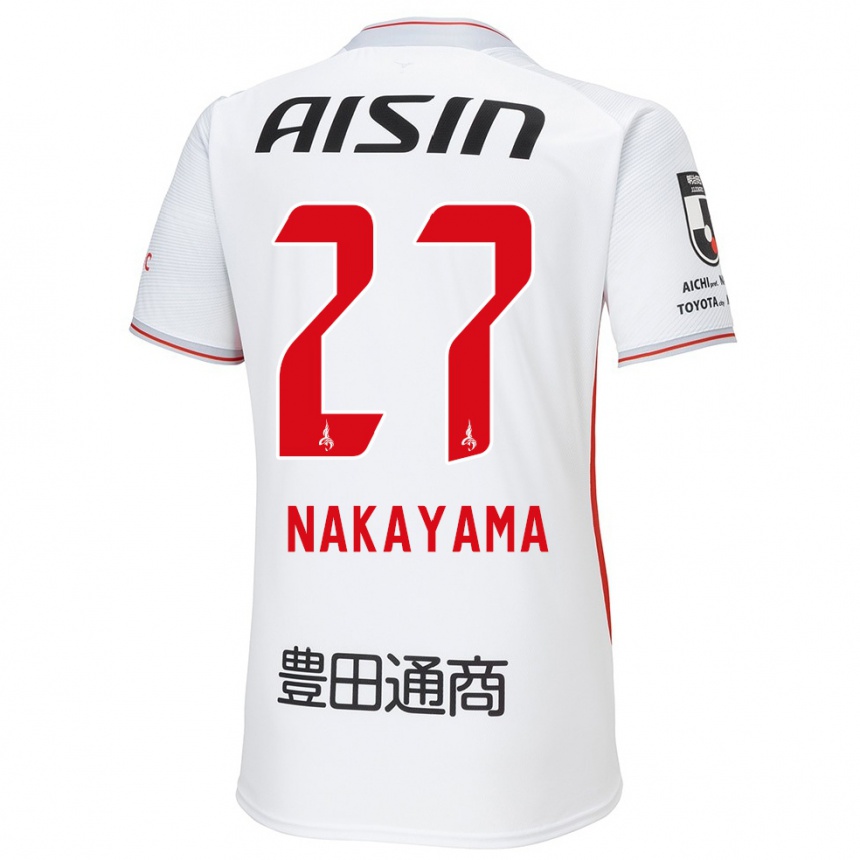 Kinder Fußball Katsuhiro Nakayama #27 Weiß Gelb Rot Auswärtstrikot Trikot 2024/25 T-Shirt Luxemburg