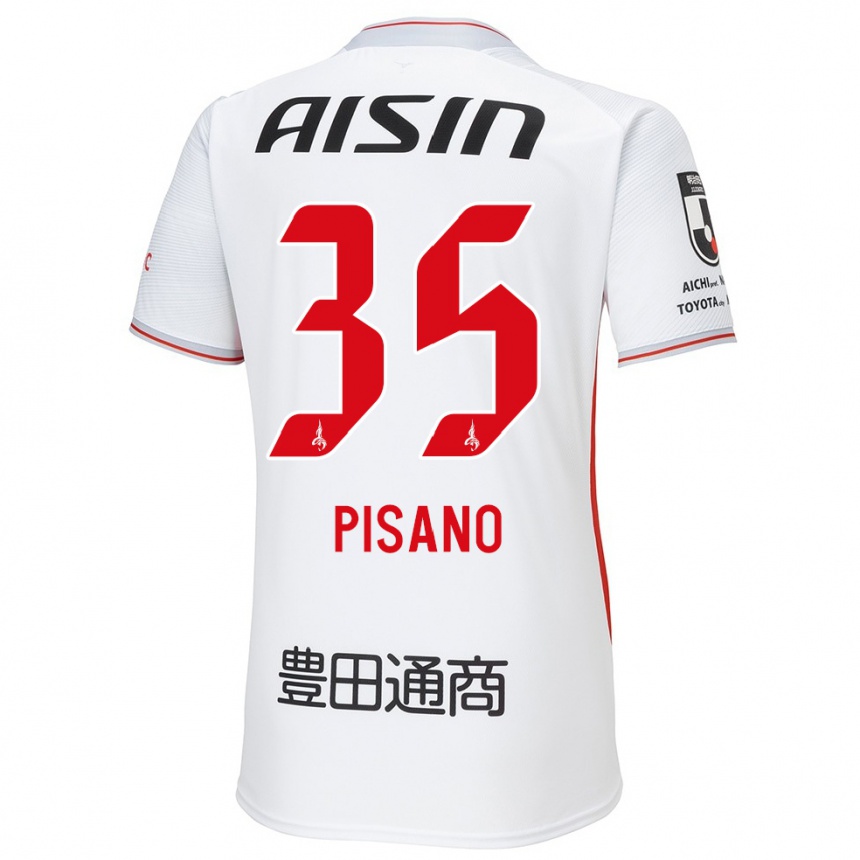 Kinder Fußball Alexandre Pisano #35 Weiß Gelb Rot Auswärtstrikot Trikot 2024/25 T-Shirt Luxemburg