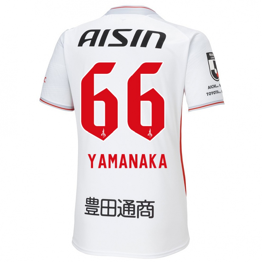 Kinder Fußball Ryosuke Yamanaka #66 Weiß Gelb Rot Auswärtstrikot Trikot 2024/25 T-Shirt Luxemburg