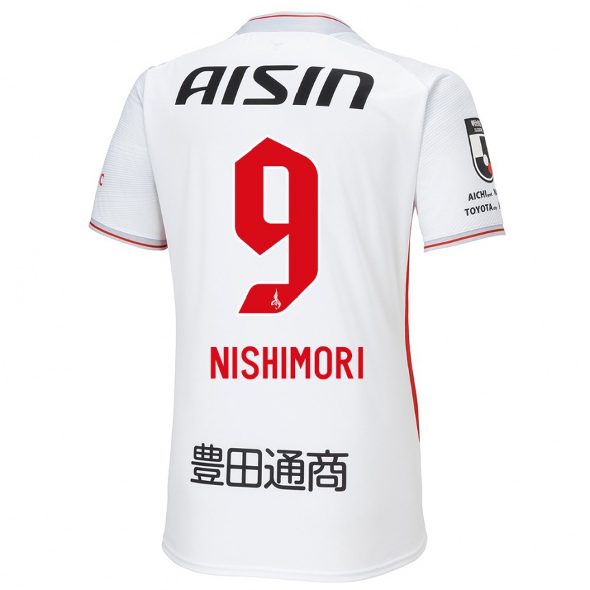 Kinder Fußball Naoto Nishimori #9 Weiß Gelb Rot Auswärtstrikot Trikot 2024/25 T-Shirt Luxemburg