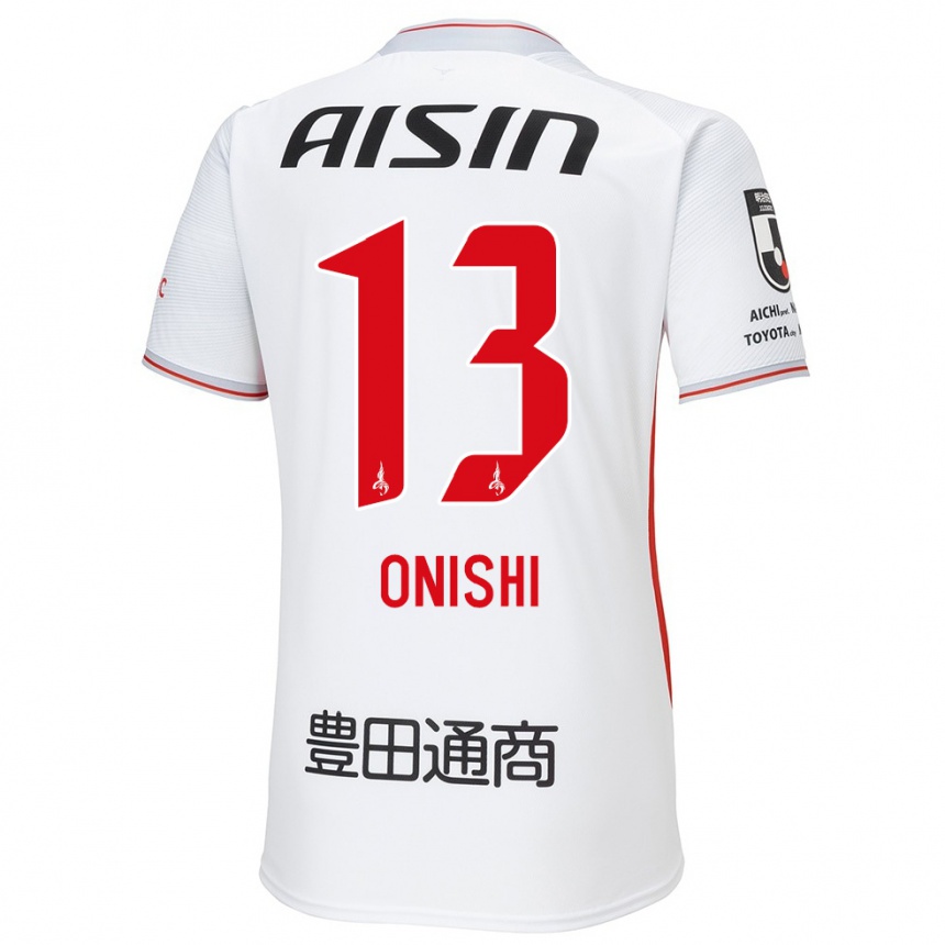 Kinder Fußball Ritsu Onishi #13 Weiß Gelb Rot Auswärtstrikot Trikot 2024/25 T-Shirt Luxemburg