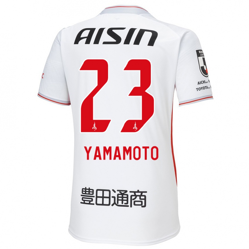 Kinder Fußball Haruki Yamamoto #23 Weiß Gelb Rot Auswärtstrikot Trikot 2024/25 T-Shirt Luxemburg