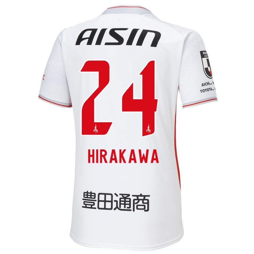 Kinder Fußball Haruto Hirakawa #24 Weiß Gelb Rot Auswärtstrikot Trikot 2024/25 T-Shirt Luxemburg