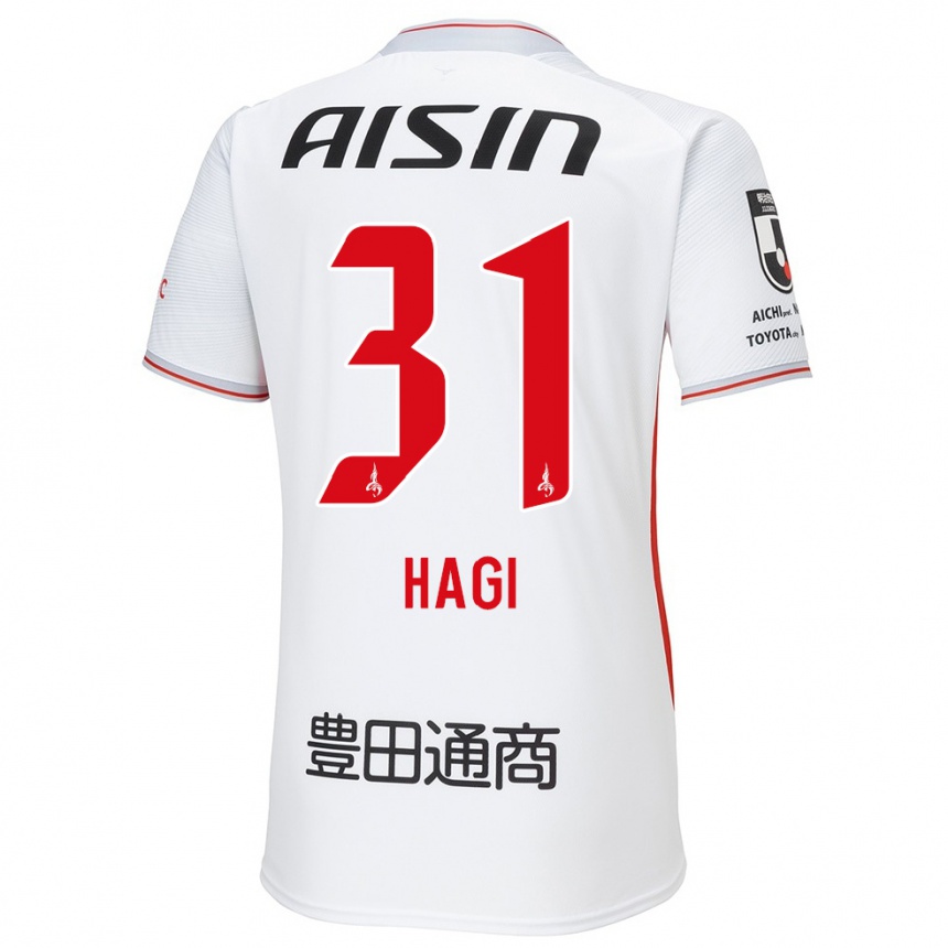 Kinder Fußball Hiroaki Hagi #31 Weiß Gelb Rot Auswärtstrikot Trikot 2024/25 T-Shirt Luxemburg