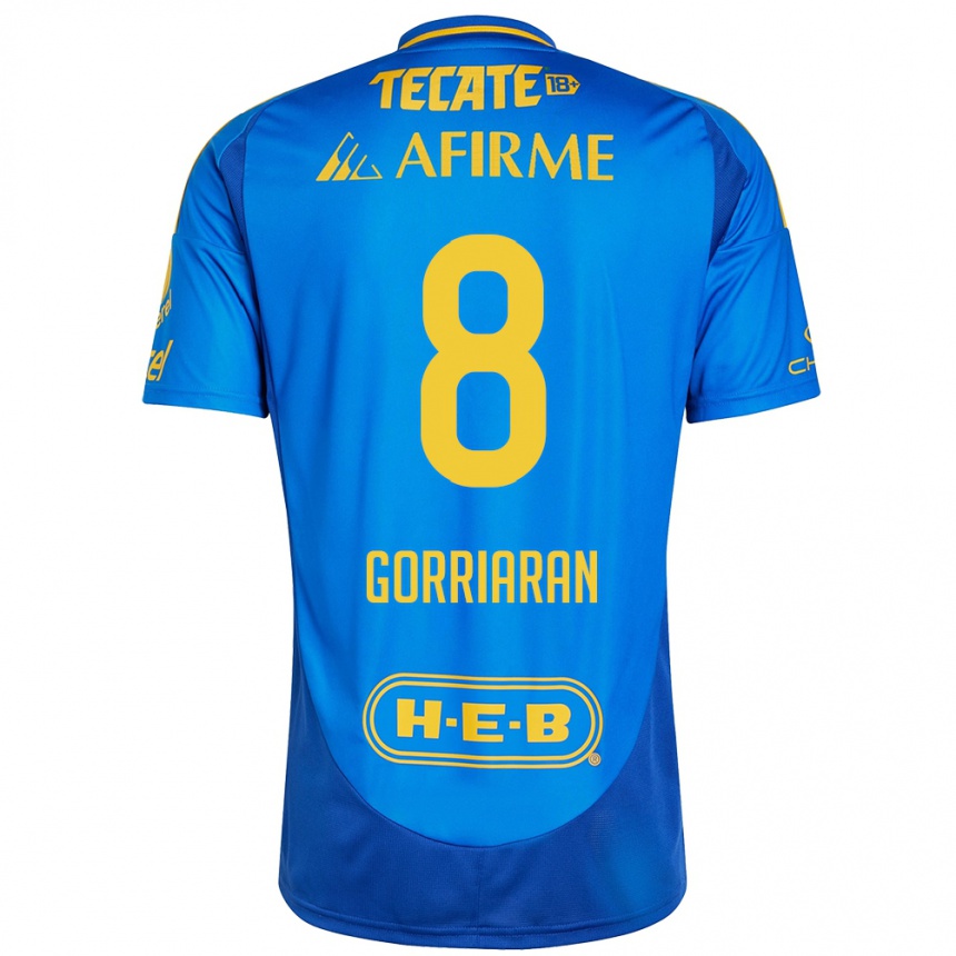 Kinder Fußball Fernando Gorriarán #8 Blau Gelb Auswärtstrikot Trikot 2024/25 T-Shirt Luxemburg