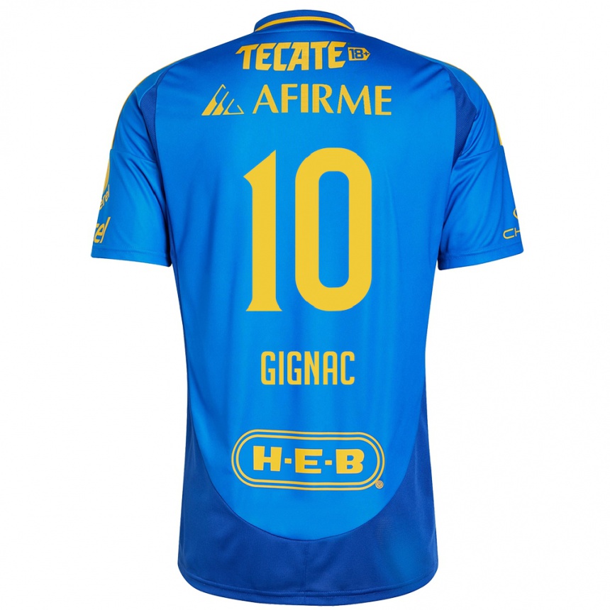 Kinder Fußball André-Pierre Gignac #10 Blau Gelb Auswärtstrikot Trikot 2024/25 T-Shirt Luxemburg