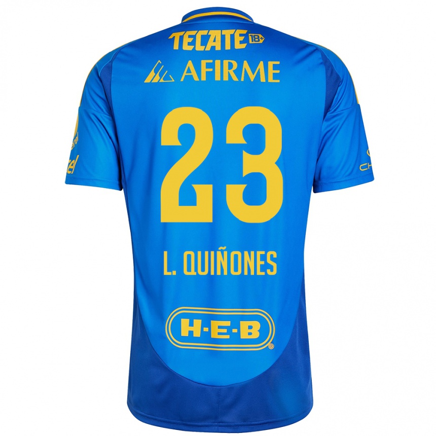 Kinder Fußball Luis Quiñones #23 Blau Gelb Auswärtstrikot Trikot 2024/25 T-Shirt Luxemburg