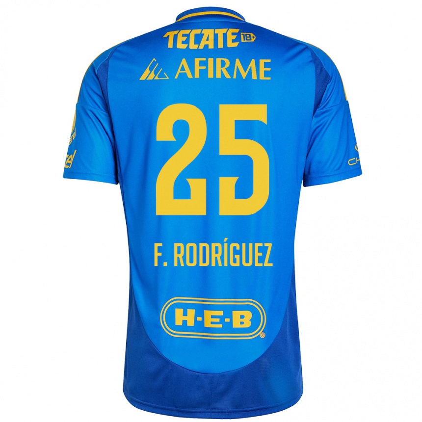 Kinder Fußball Felipe Rodríguez #25 Blau Gelb Auswärtstrikot Trikot 2024/25 T-Shirt Luxemburg