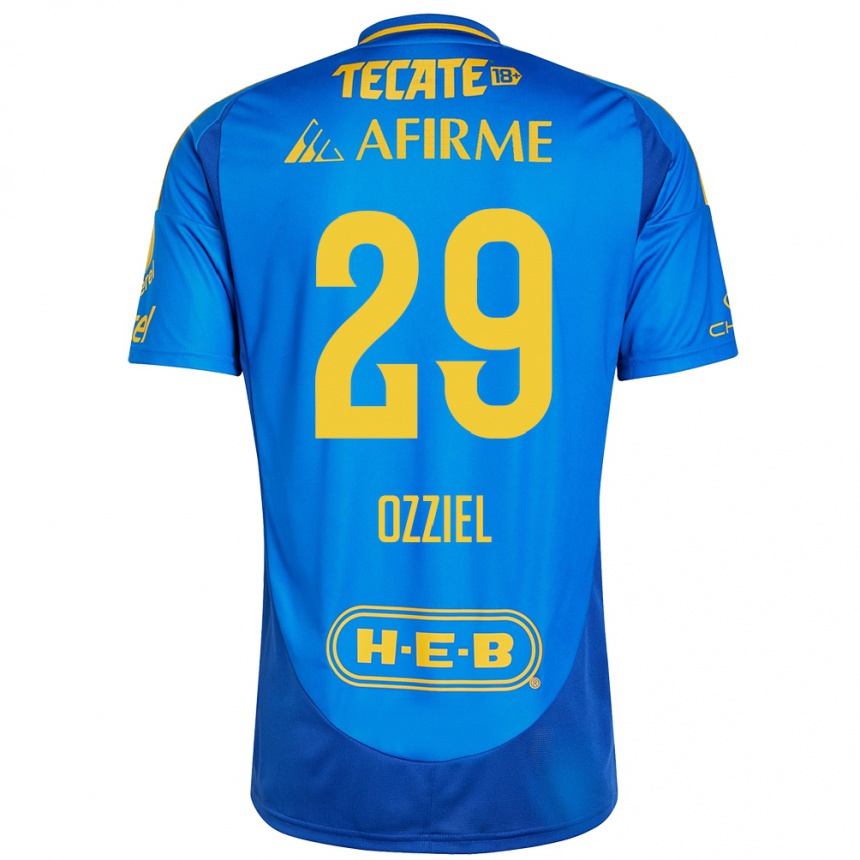 Kinder Fußball Ozziel Herrera #29 Blau Gelb Auswärtstrikot Trikot 2024/25 T-Shirt Luxemburg