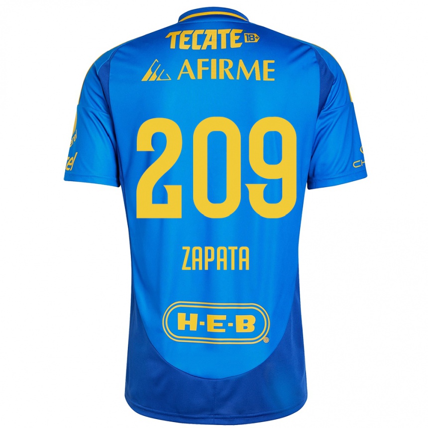 Kinder Fußball Jorge Zapata #209 Blau Gelb Auswärtstrikot Trikot 2024/25 T-Shirt Luxemburg