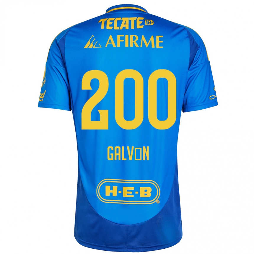 Kinder Fußball Isaias Galván #200 Blau Gelb Auswärtstrikot Trikot 2024/25 T-Shirt Luxemburg