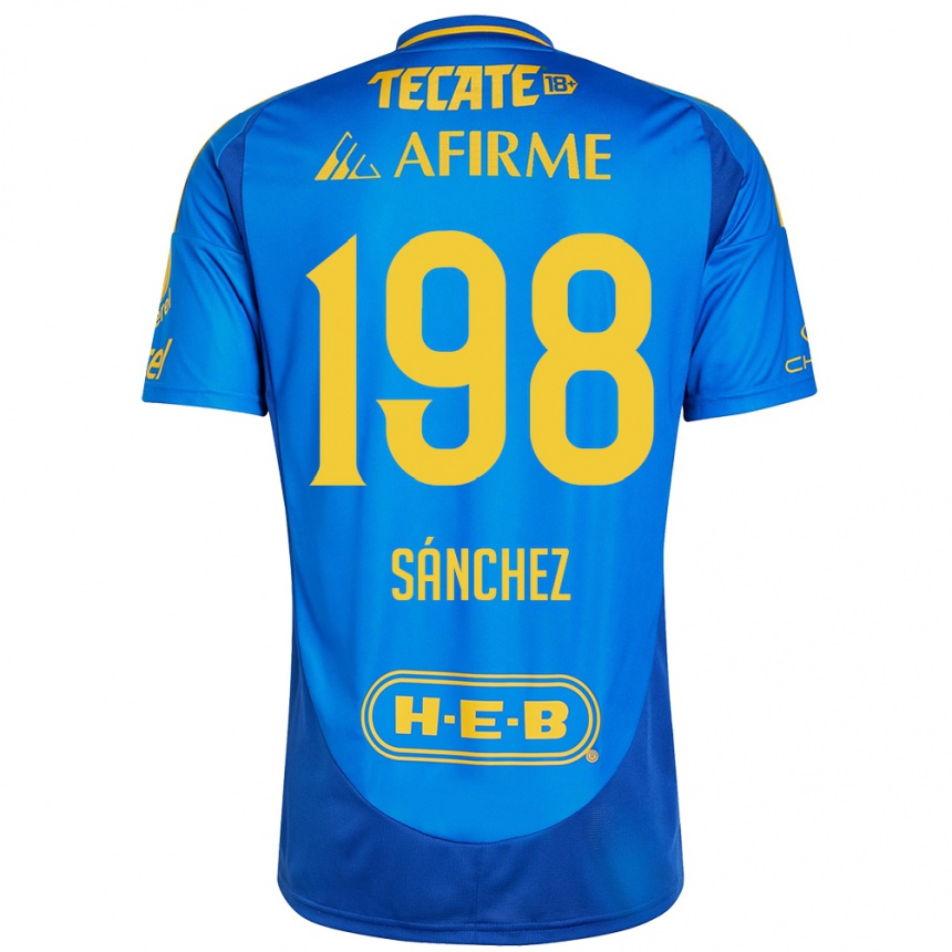 Kinder Fußball Diego Sánchez #198 Blau Gelb Auswärtstrikot Trikot 2024/25 T-Shirt Luxemburg