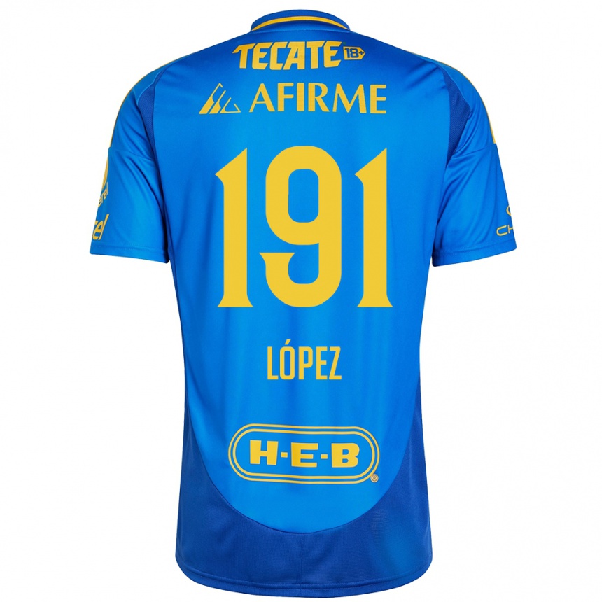 Kinder Fußball Adrián López #191 Blau Gelb Auswärtstrikot Trikot 2024/25 T-Shirt Luxemburg