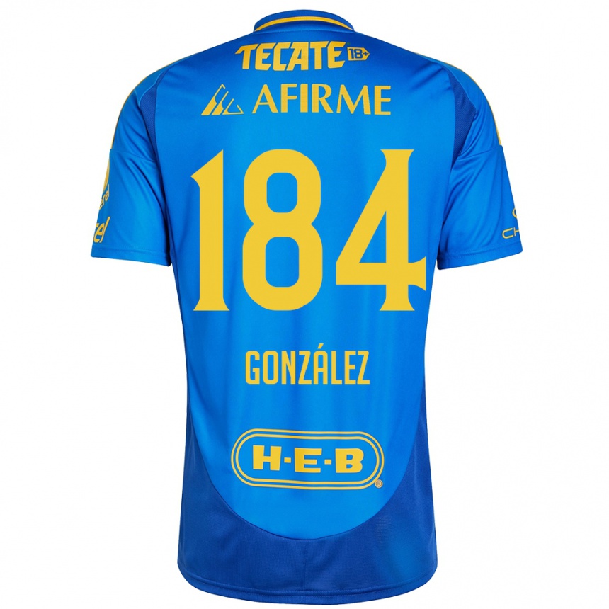 Kinder Fußball Erick González #184 Blau Gelb Auswärtstrikot Trikot 2024/25 T-Shirt Luxemburg