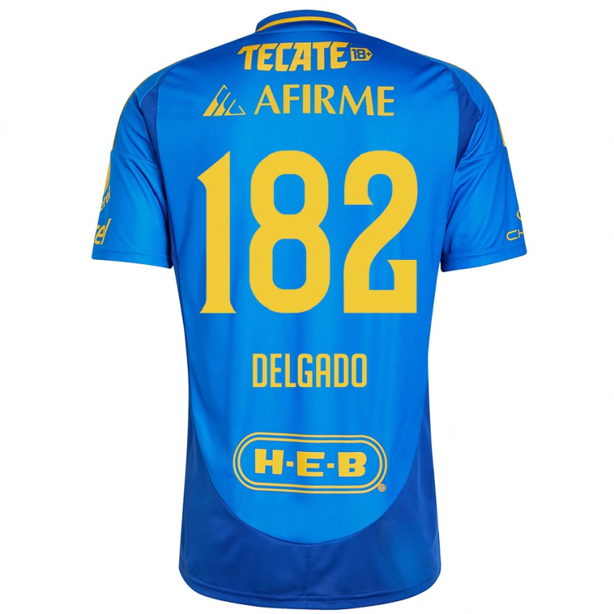 Kinder Fußball Arturo Delgado #182 Blau Gelb Auswärtstrikot Trikot 2024/25 T-Shirt Luxemburg