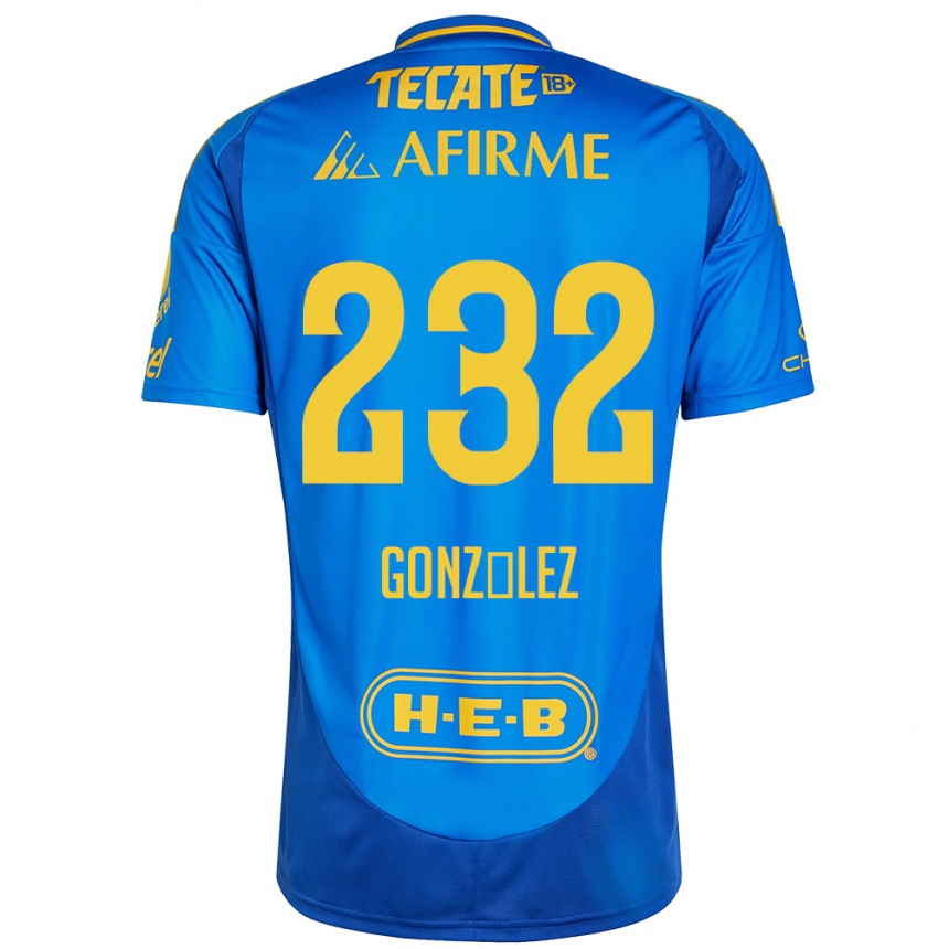 Kinder Fußball César González #232 Blau Gelb Auswärtstrikot Trikot 2024/25 T-Shirt Luxemburg