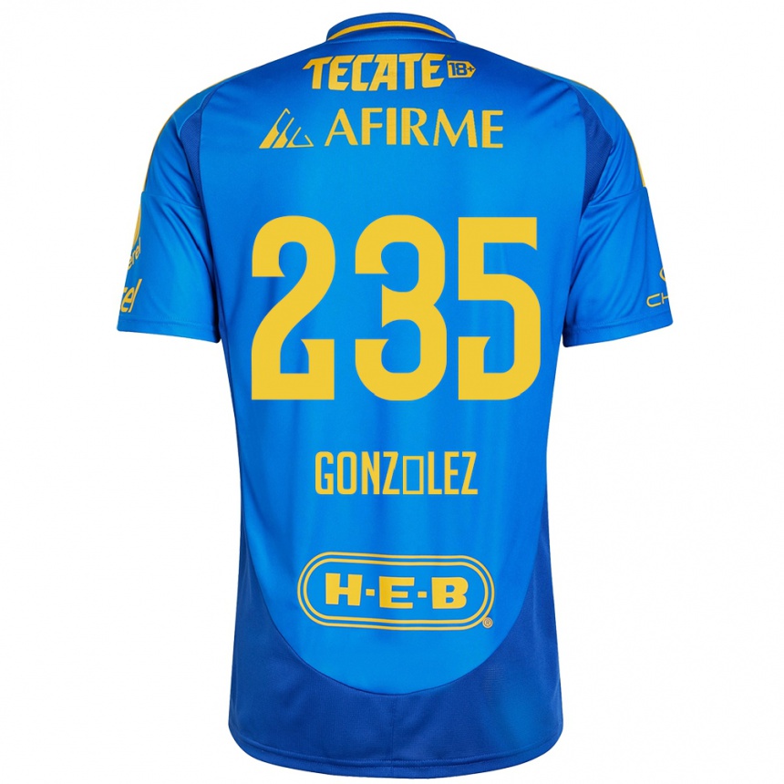 Kinder Fußball Mauricio González #235 Blau Gelb Auswärtstrikot Trikot 2024/25 T-Shirt Luxemburg