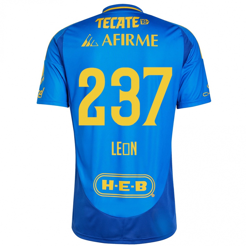 Kinder Fußball Gabriel León #237 Blau Gelb Auswärtstrikot Trikot 2024/25 T-Shirt Luxemburg