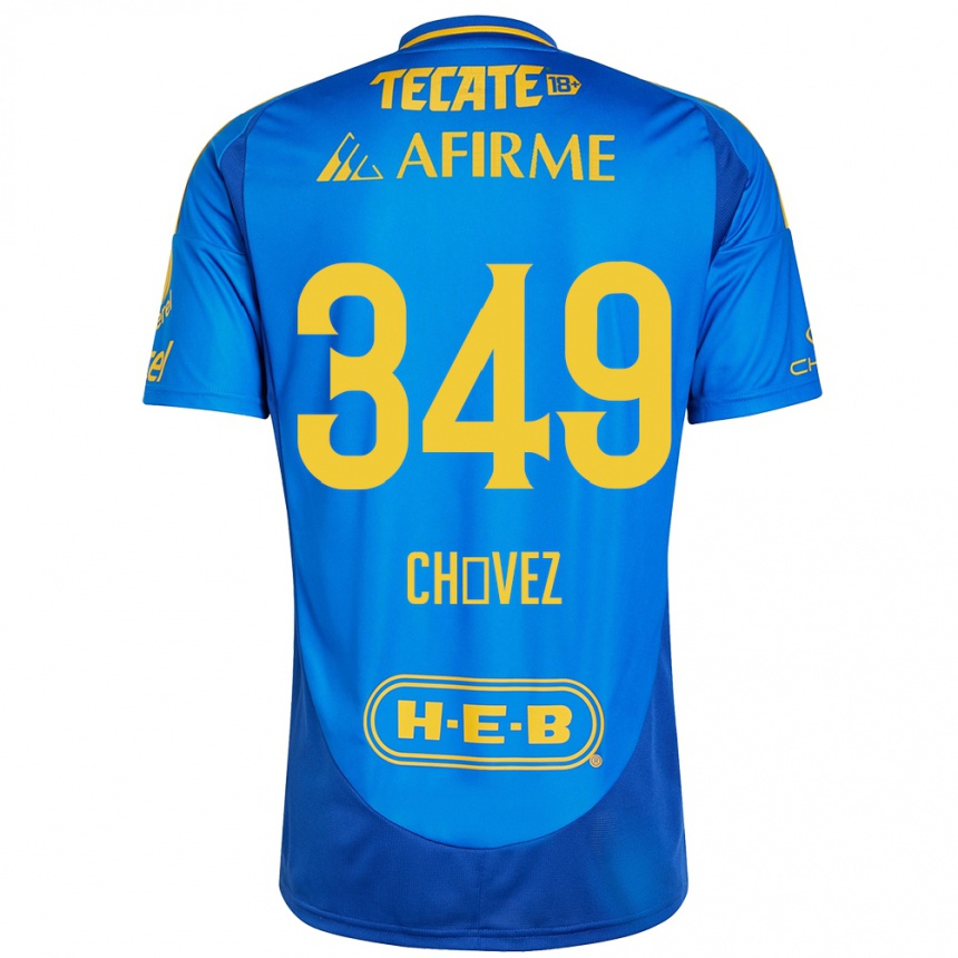 Kinder Fußball Jorge Chávez #349 Blau Gelb Auswärtstrikot Trikot 2024/25 T-Shirt Luxemburg