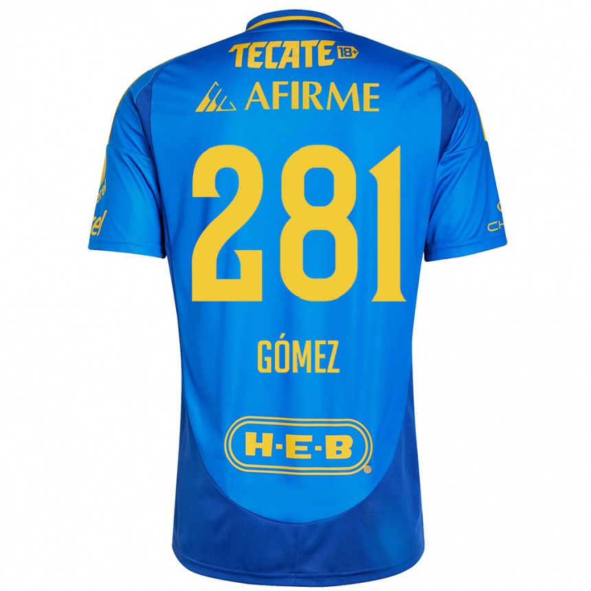 Kinder Fußball Luis Gómez #281 Blau Gelb Auswärtstrikot Trikot 2024/25 T-Shirt Luxemburg