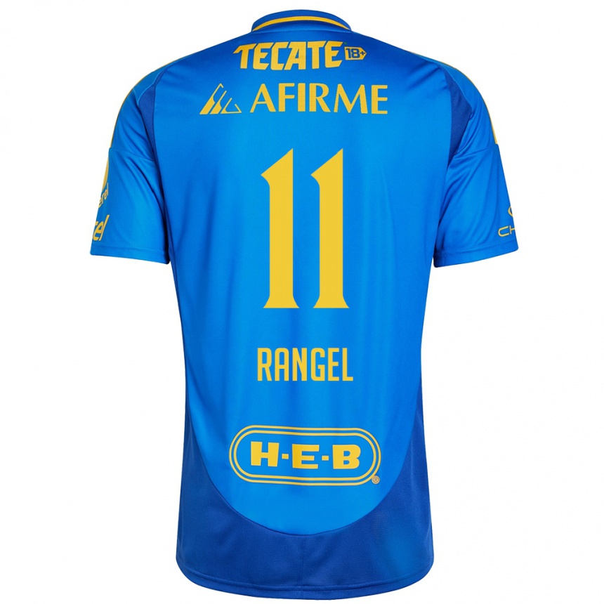 Kinder Fußball Nayeli Rangel #11 Blau Gelb Auswärtstrikot Trikot 2024/25 T-Shirt Luxemburg