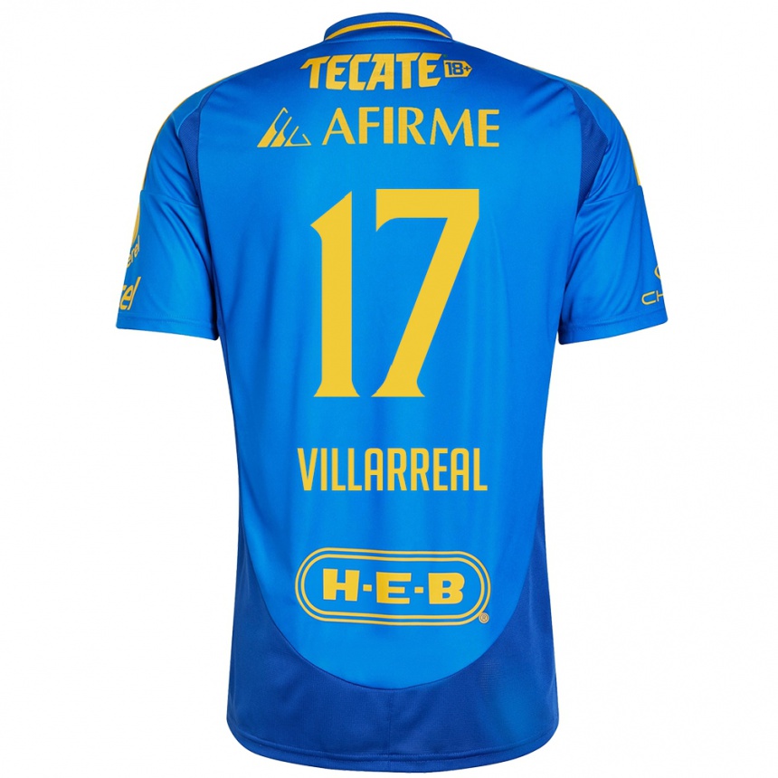 Kinder Fußball Natalia Villarreal #17 Blau Gelb Auswärtstrikot Trikot 2024/25 T-Shirt Luxemburg