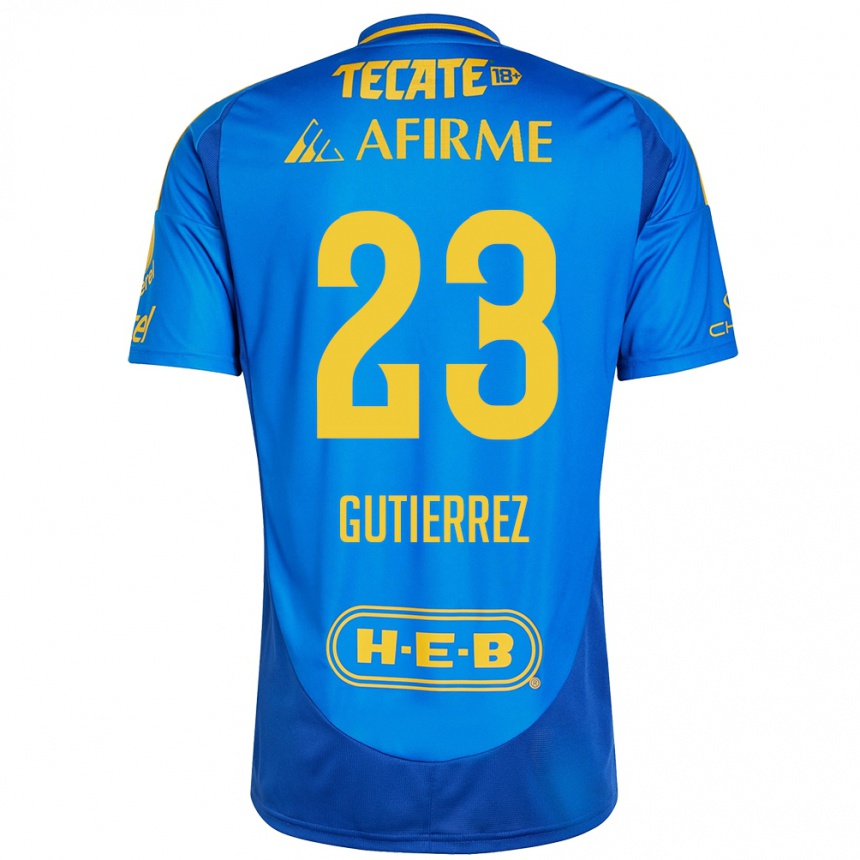 Kinder Fußball Jana Gutierrez #23 Blau Gelb Auswärtstrikot Trikot 2024/25 T-Shirt Luxemburg