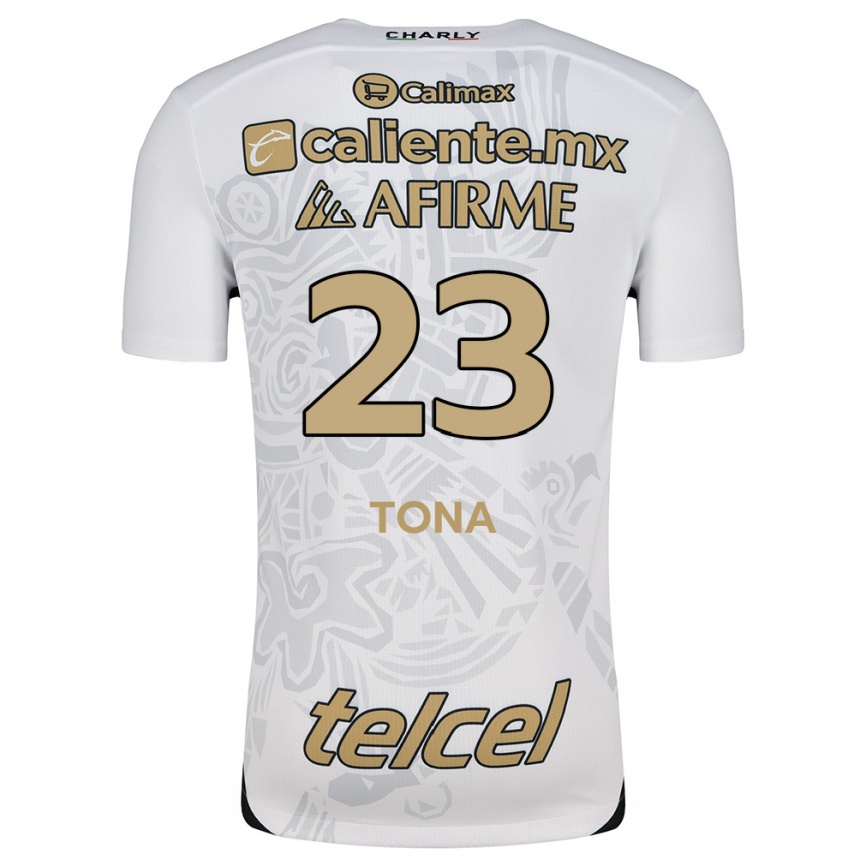 Kinder Fußball Iván Tona #23 Weiß Schwarz Auswärtstrikot Trikot 2024/25 T-Shirt Luxemburg