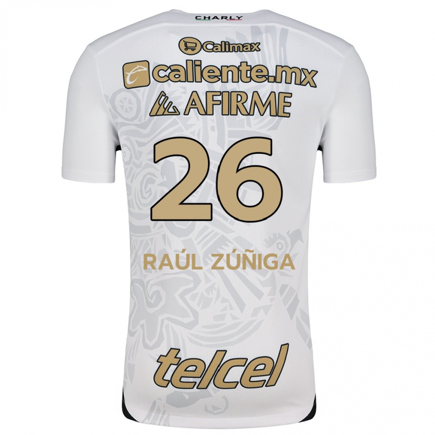 Kinder Fußball José Raúl Zúñiga #26 Weiß Schwarz Auswärtstrikot Trikot 2024/25 T-Shirt Luxemburg